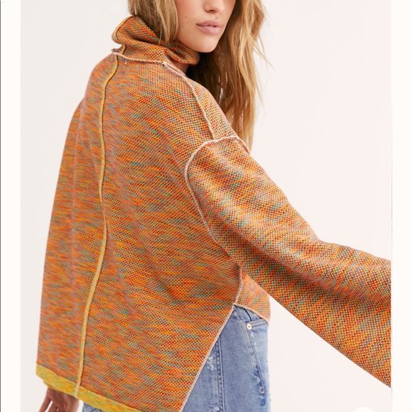 NWT Free People Sunny Days Turtle Neck in Orange - Picture 5 of 10